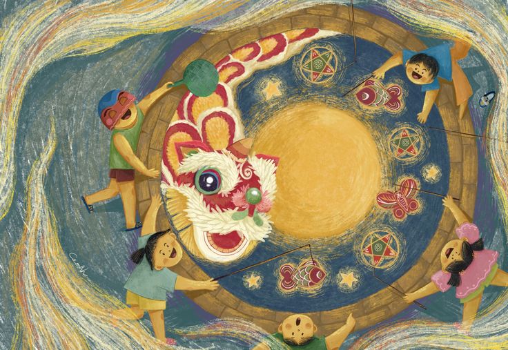 Tranh vẽ múa lân Trung Thu 3