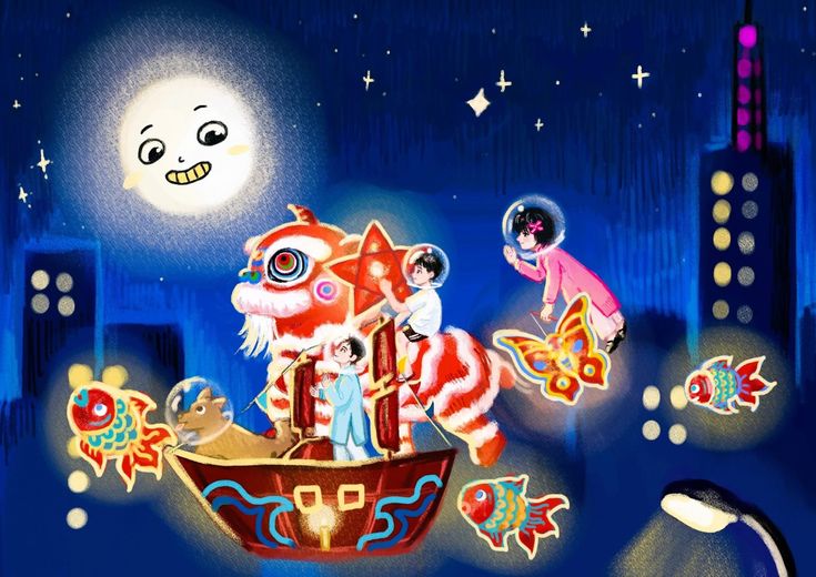 Tranh vẽ múa lân Trung Thu 7