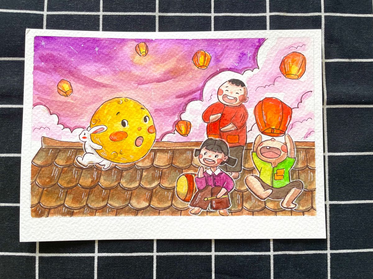 Tranh Trung Thu phong cách anime/chibi 9