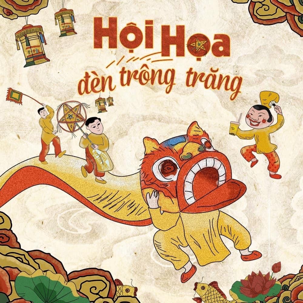 Tranh vẽ Trung Thu rước đèn 2