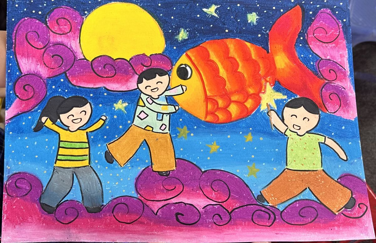 Tranh vẽ Trung Thu rước đèn 7