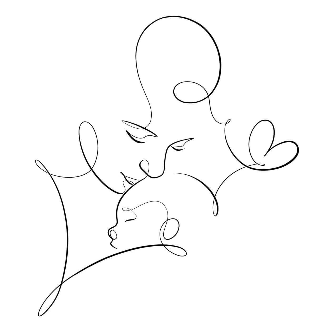 Logo mẹ và bé line art