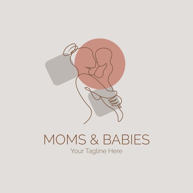 Logo mẹ và bé màu be, kem