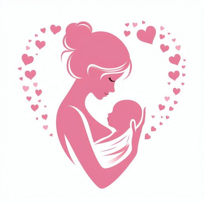 Logo mẹ và bé màu hồng pastel