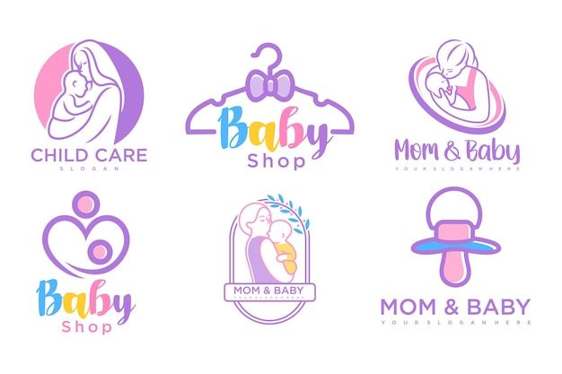 Logo mẹ và bé màu tím lavender