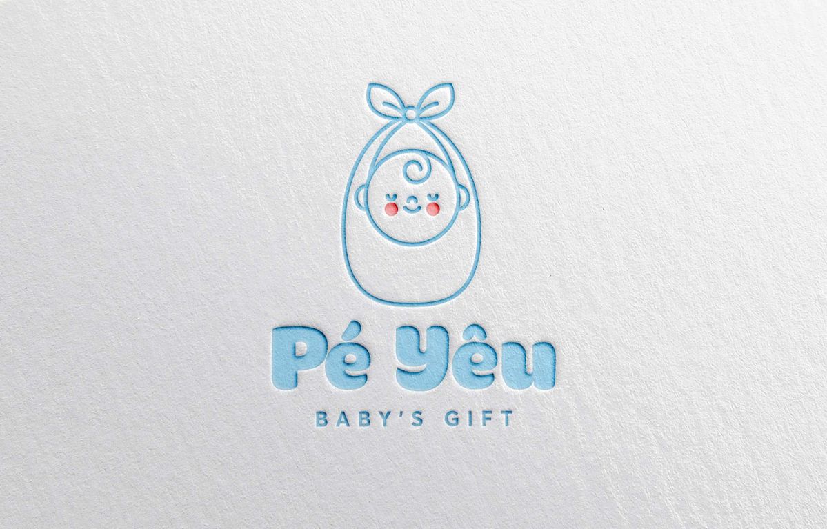 Logo mẹ và bé màu xanh baby