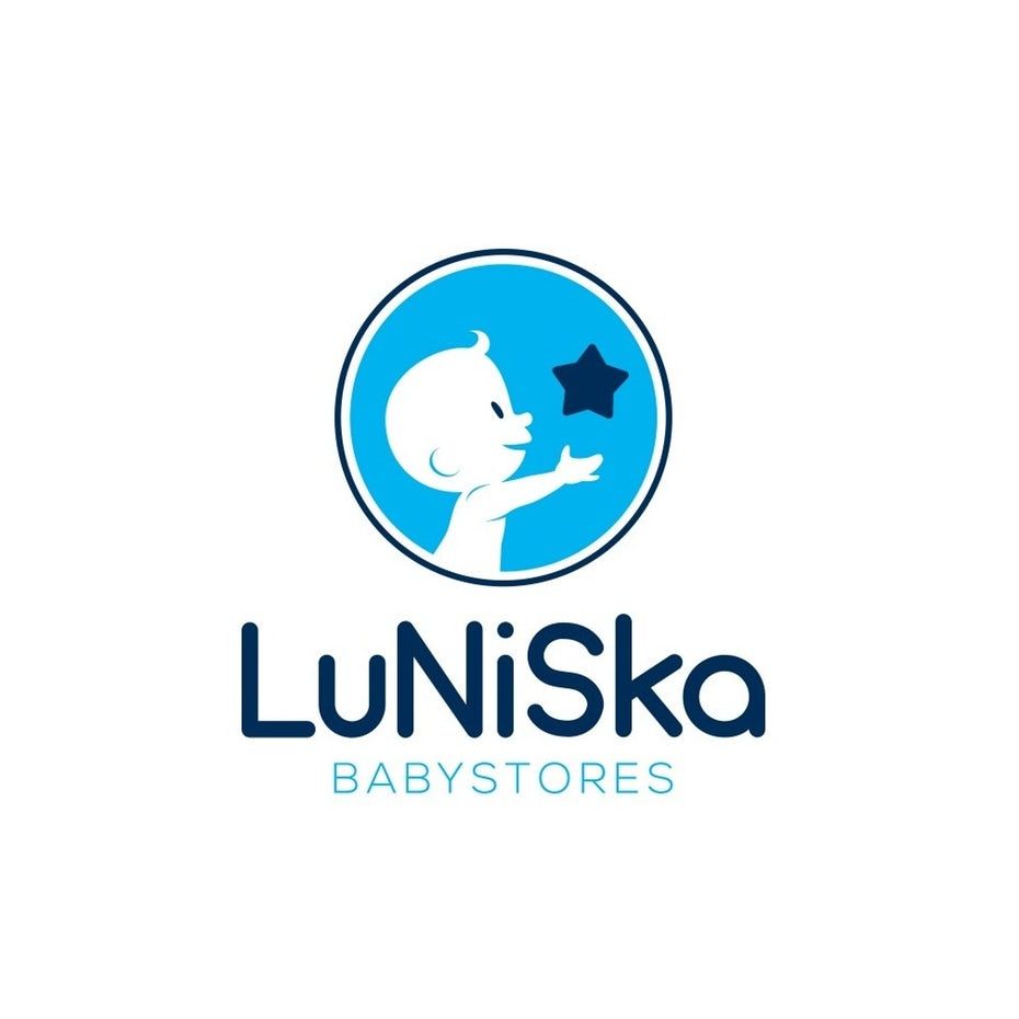 Logo mẹ và bé màu xanh baby