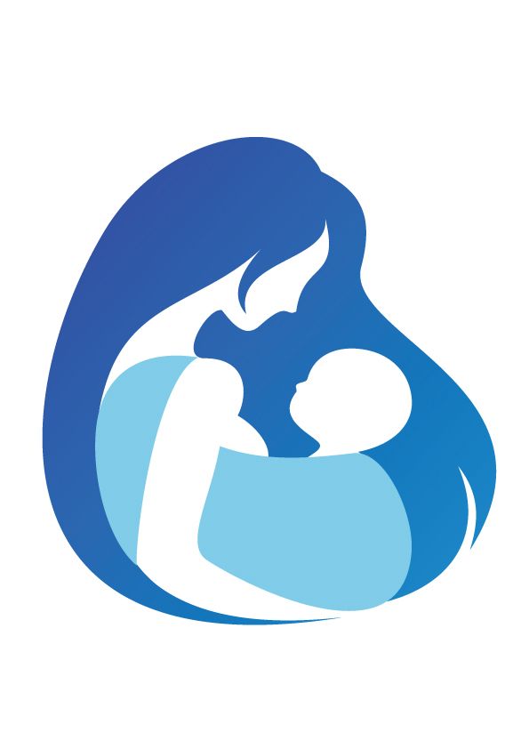 Logo mẹ và bé màu xanh baby