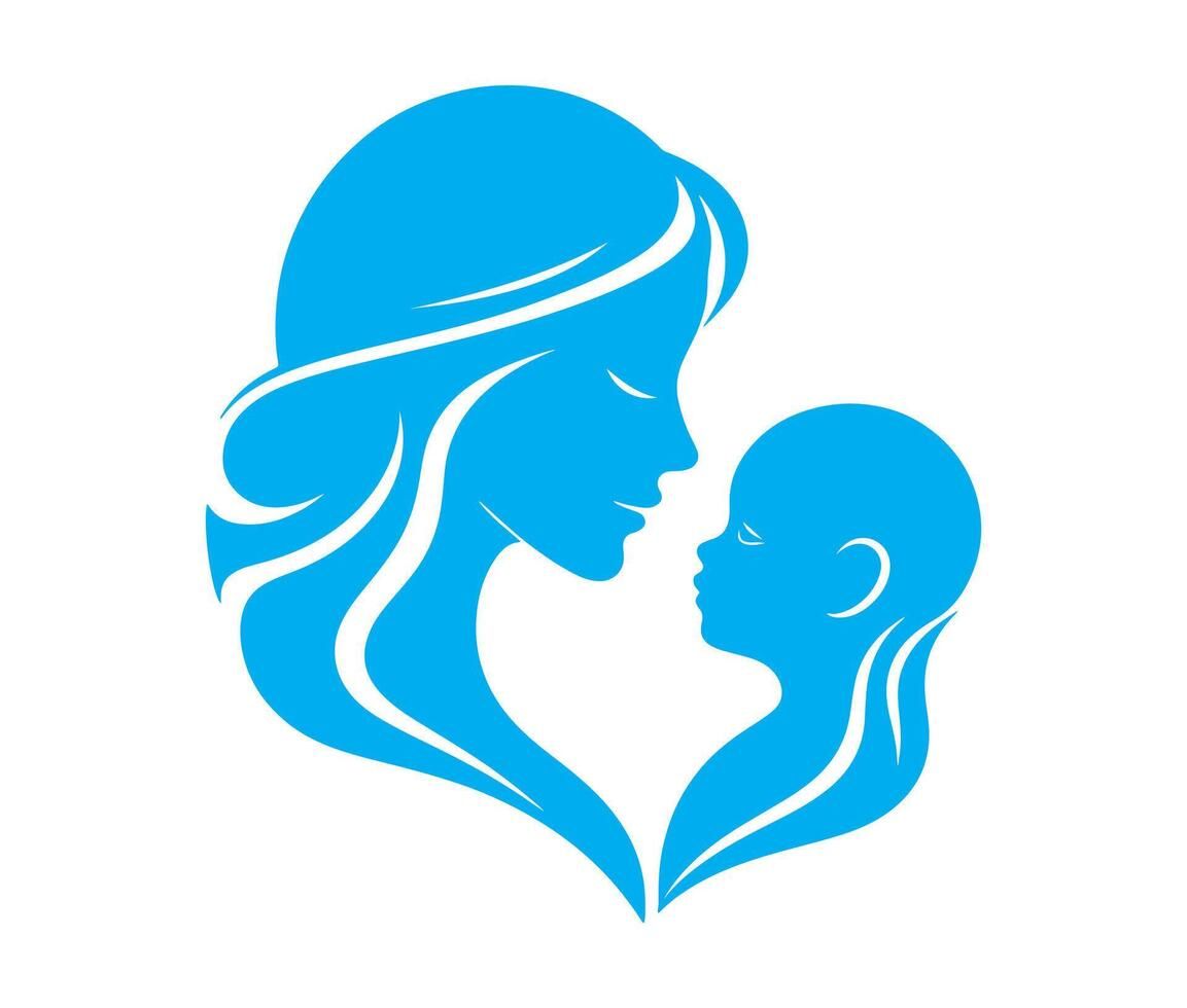 Logo mẹ và bé màu xanh baby