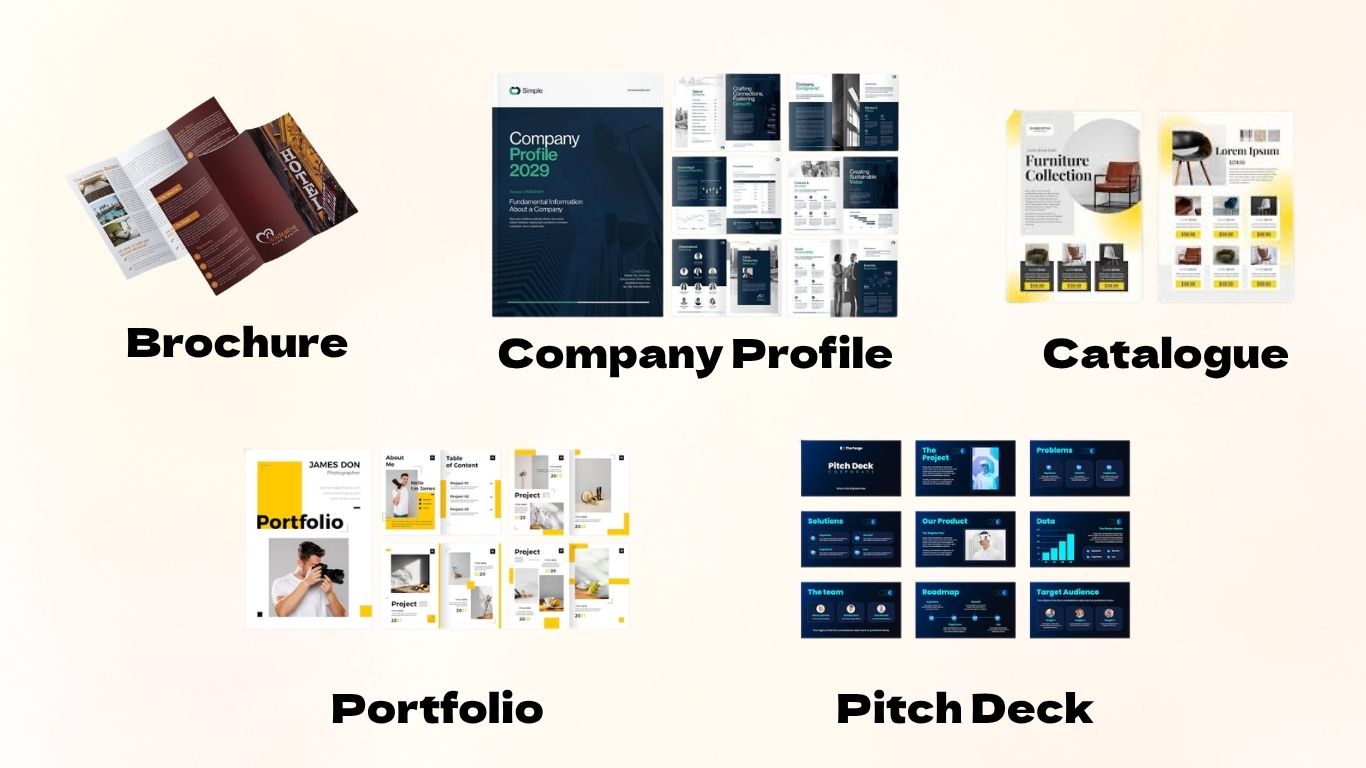 Phân biệt Company Profile, Brochure, Catalogue, Portfolio và Pitch deck