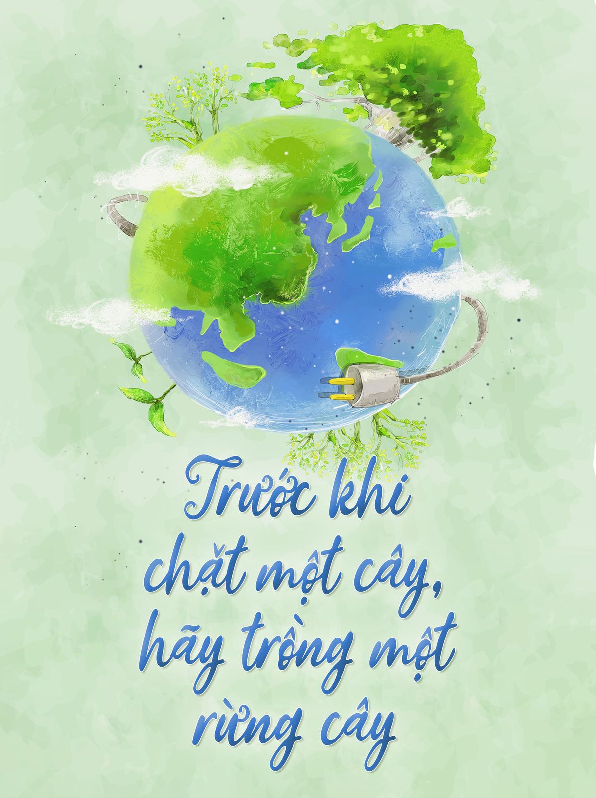 Poster bảo vệ môi trường chủ đề trái đất xanh