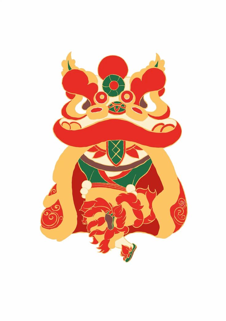 Ý tưởng thiết kế sticker đầu lân phong cách truyền thống 1