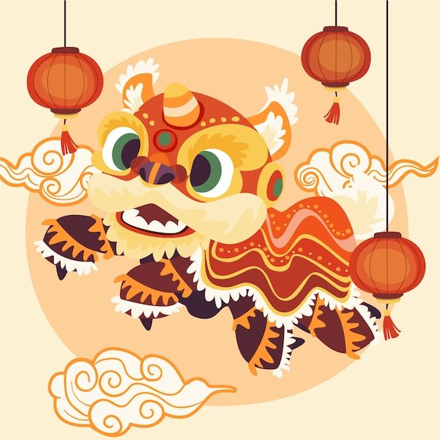 Ý tưởng thiết kế sticker đầu lân phong cách truyền thống 3
