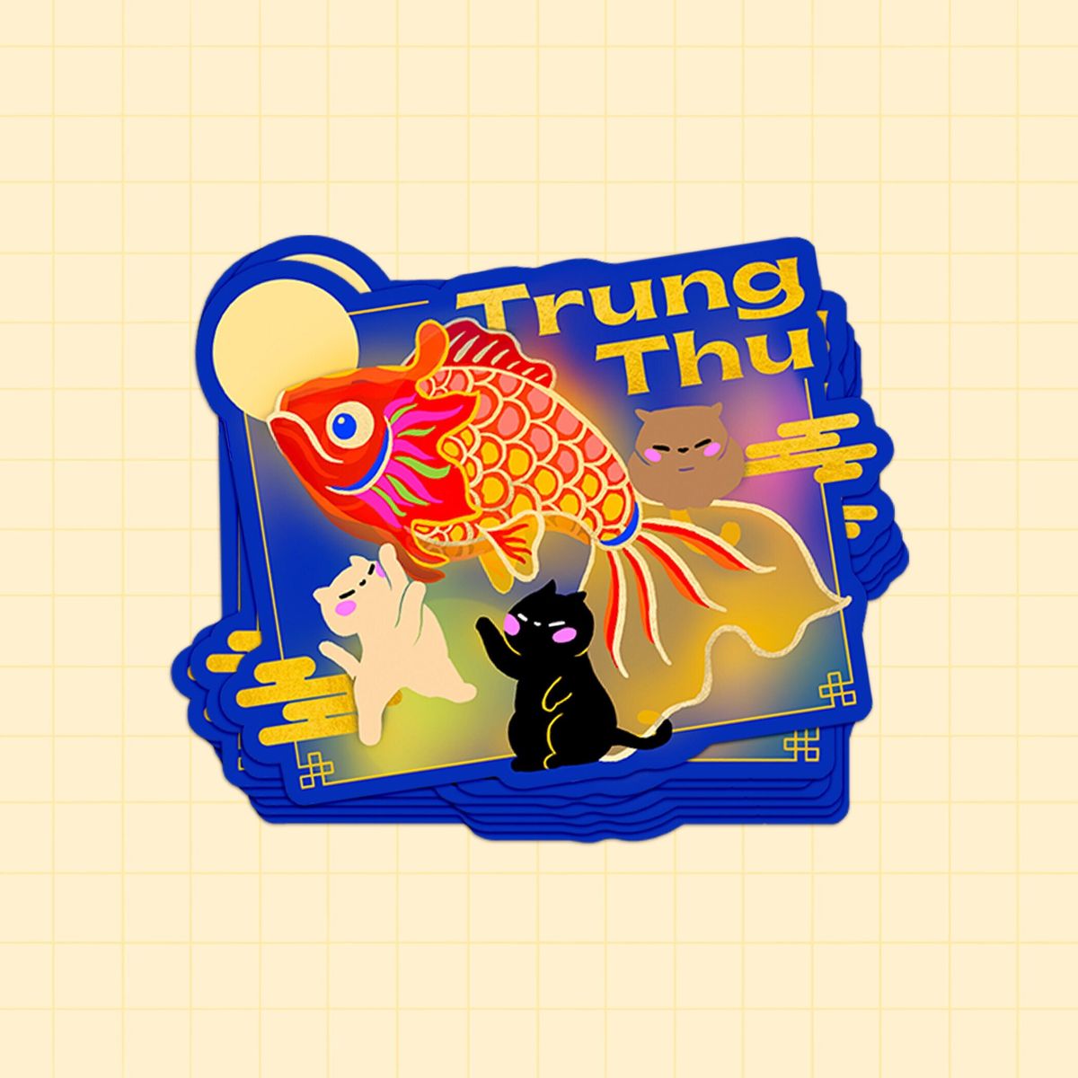 Ý tưởng thiết kế sticker trung thu phong cách hiện đại