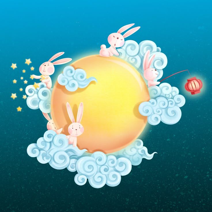 Ý tưởng thiết kế sticker thỏ và trăng phong cách cao cấp