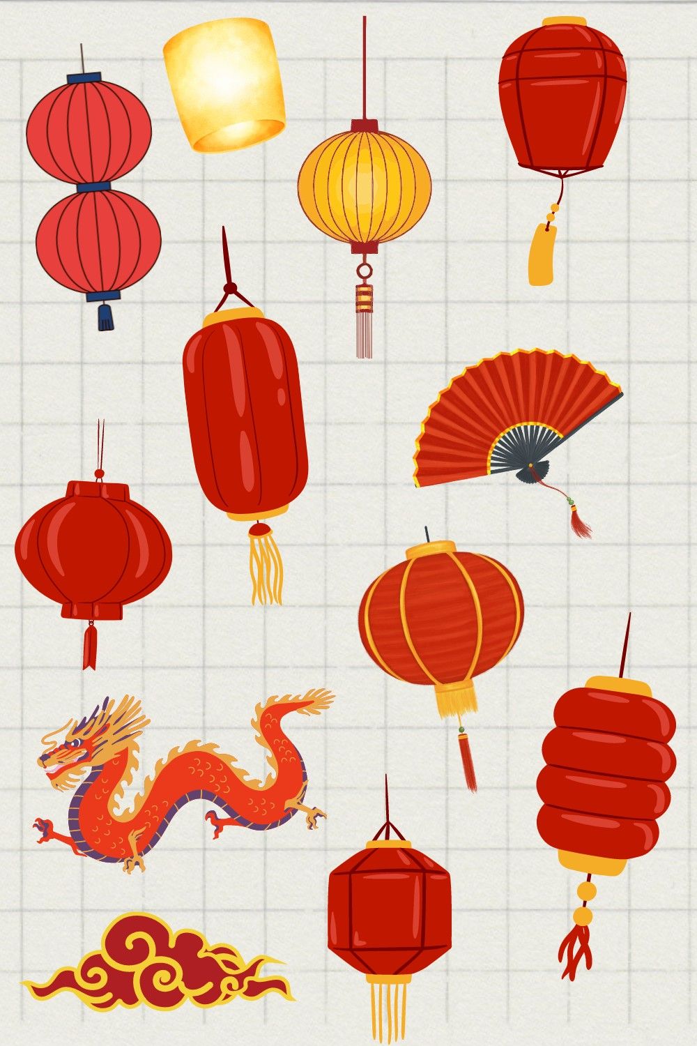 Ý tưởng thiết kế sticker lồng đèn phong cách hiện đại 2