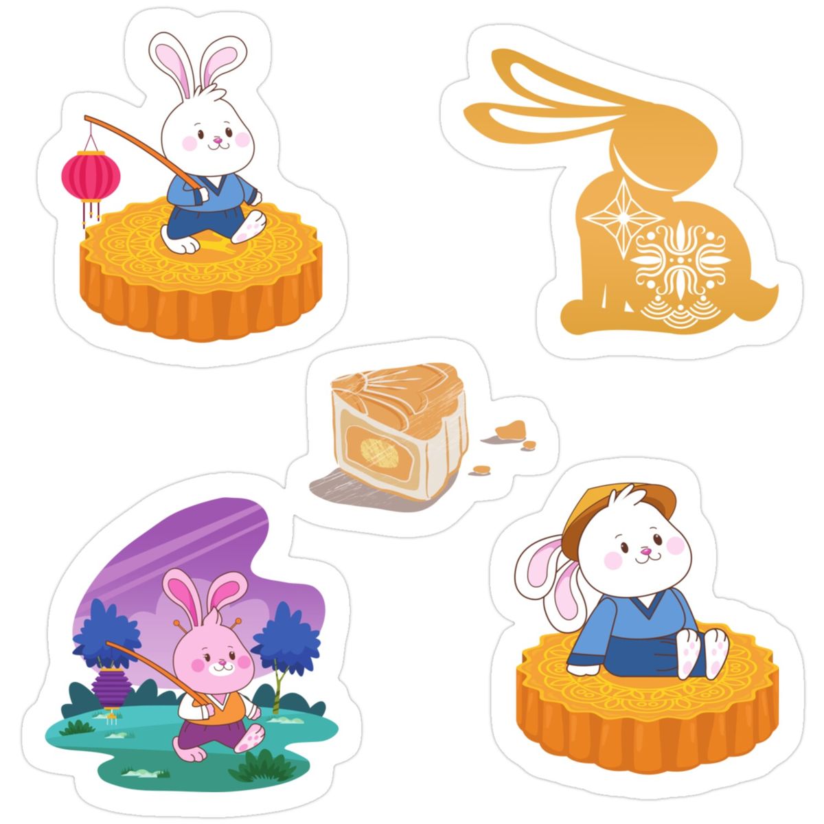 Ý tưởng thiết kế sticker trung thu phong cách dễ thương 1