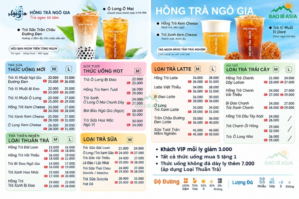 Bảng giá menu Hồng Trà Ngô Gia
