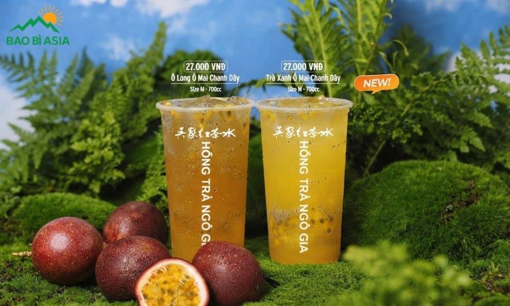 Trà xanh hoặc ô long ô mai chanh dây