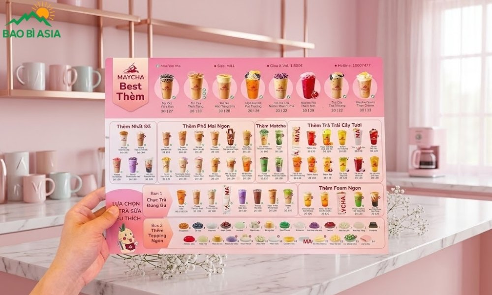 Menu quán trà sữa