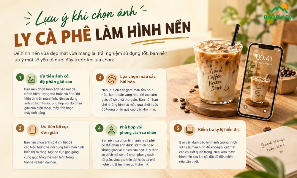 Lưu ý khi chọn ảnh ly cà phê làm hình nền